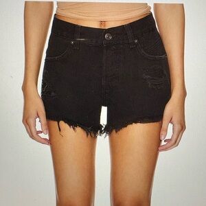 Free People Black Jean Shorts Distressed Cutoff size 25